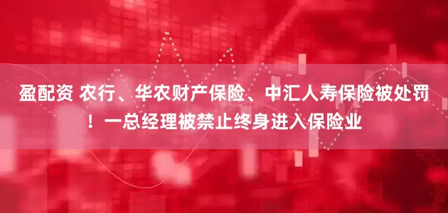 盈配资 农行、华农财产保险、中汇人寿保险被处罚！一总经理被禁止终身进入保险业